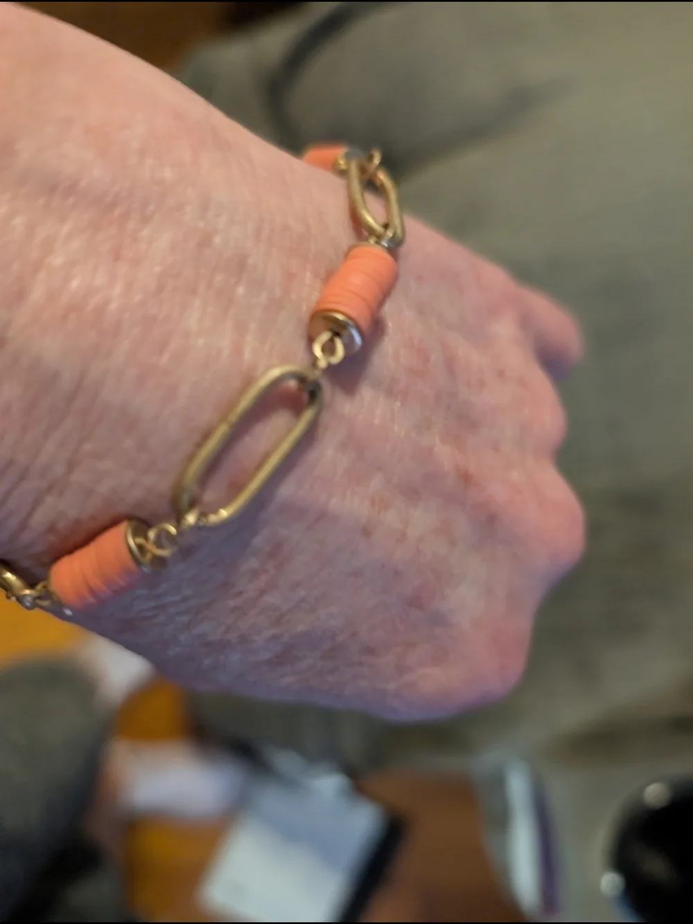 Plunder Gold-Tone Chain Bracelet with Coral Orange Discs - Picture 11 of 11